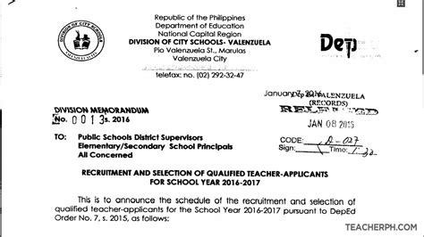 deped valenzuela memo issuances